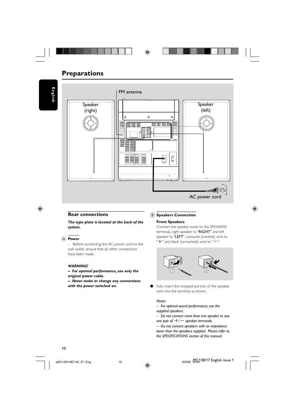 Preparations | Philips MC145-37 User Manual | Page 10 / 23