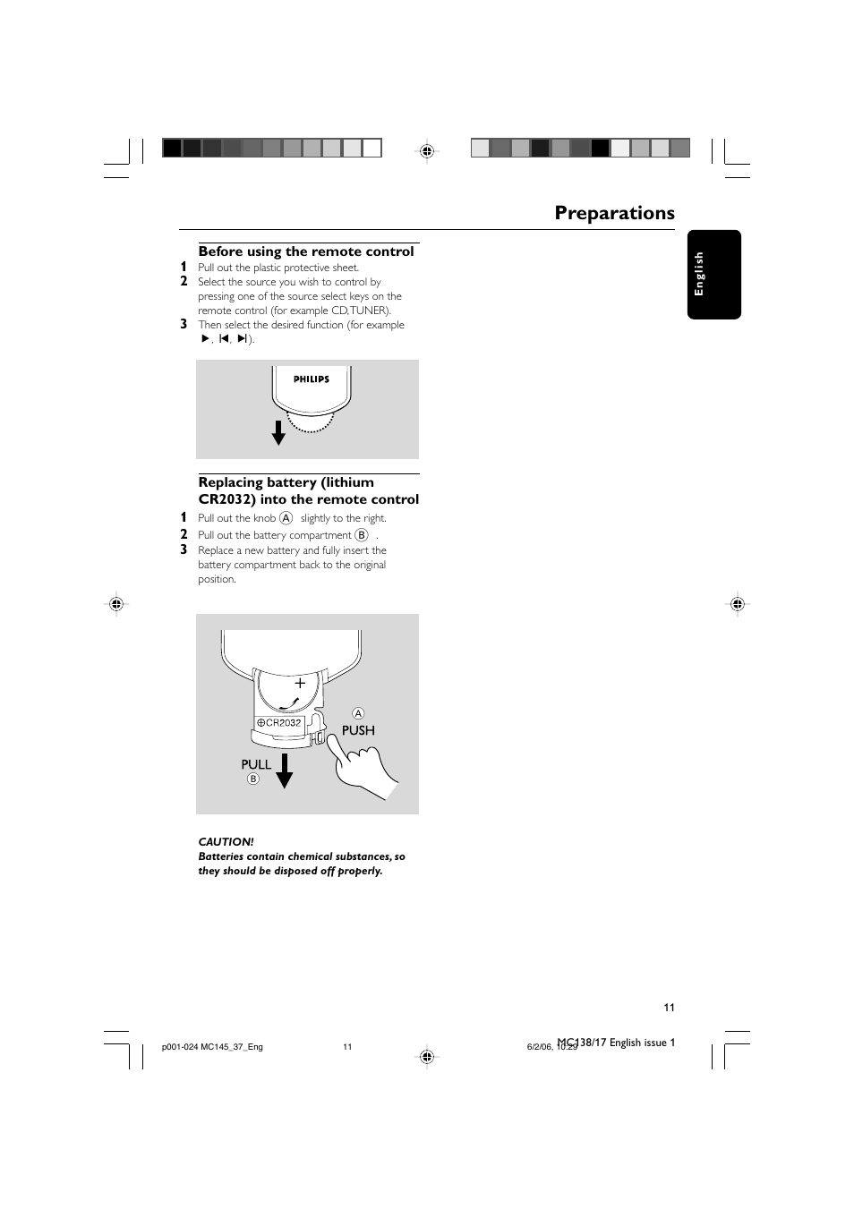 Preparations | Philips MC145-37 User Manual | Page 11 / 23