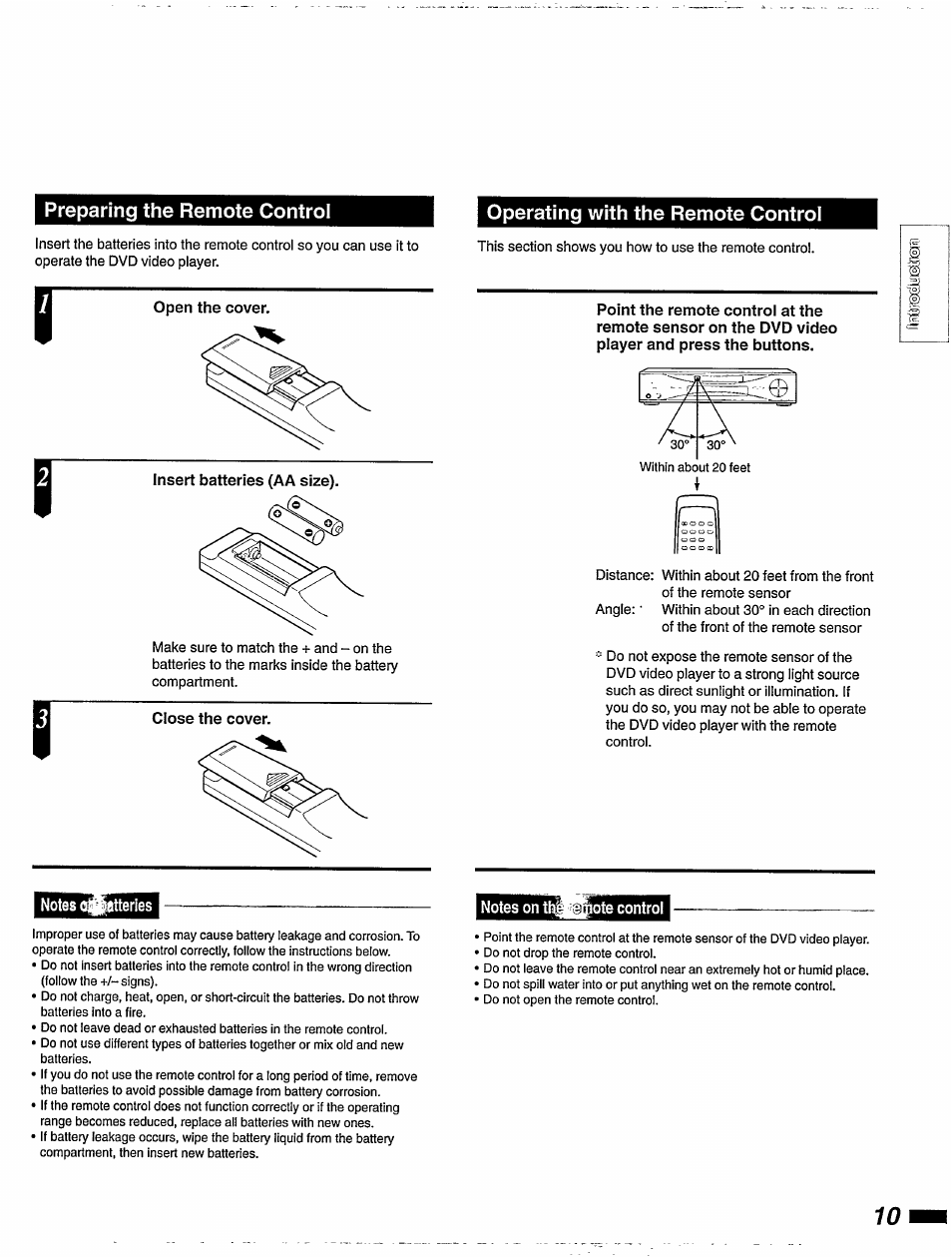 Preparing the remote control, Operating with the remote control, Close the cover | Philips DVD405AT98 User Manual | Page 11 / 48