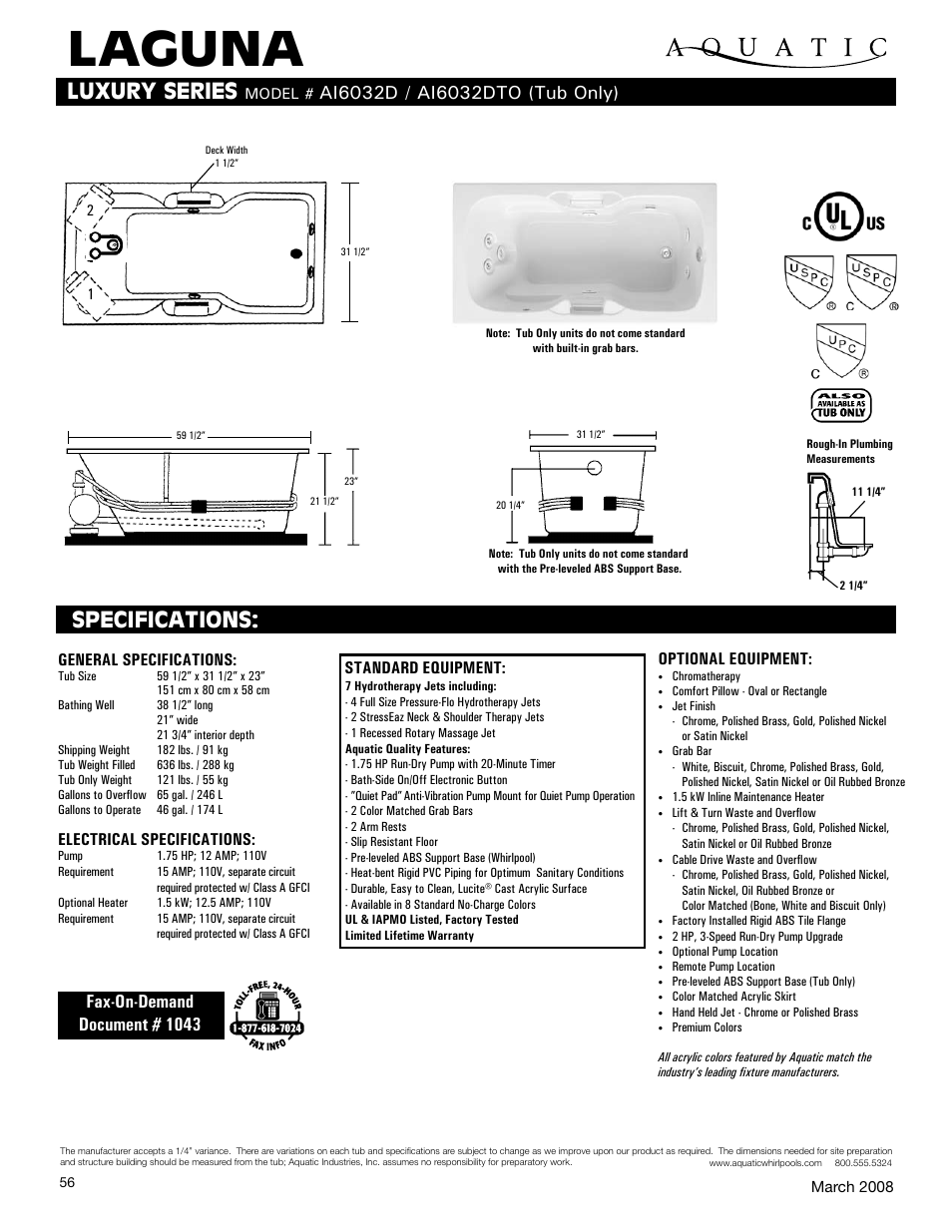 Aquatic AI6032DTO User Manual | 1 page