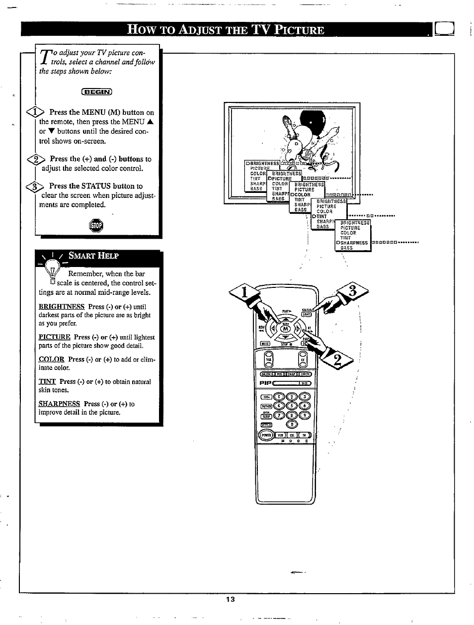 Djust, Icture | Philips TP2780C User Manual | Page 13 / 40