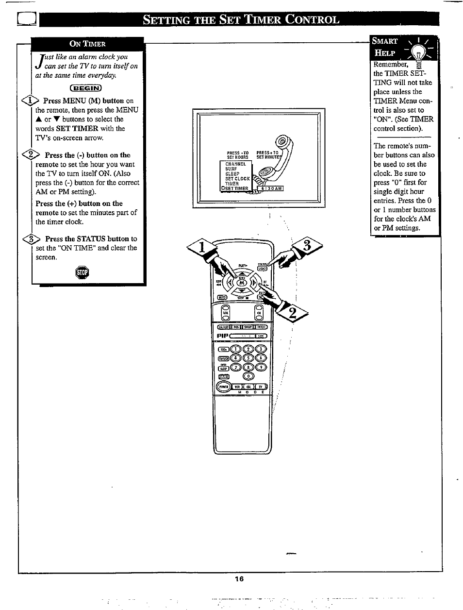 Etting, Imer, Ontrol | Philips TP2780C User Manual | Page 16 / 40