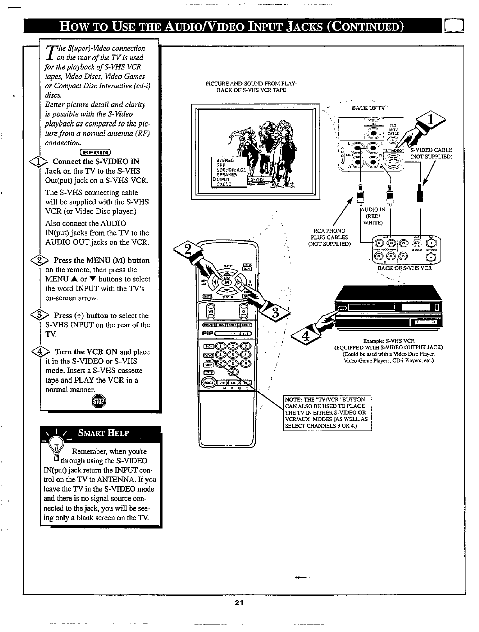 How to use the audioa^hjeo input jacks (continued) | Philips TP2780C User Manual | Page 21 / 40