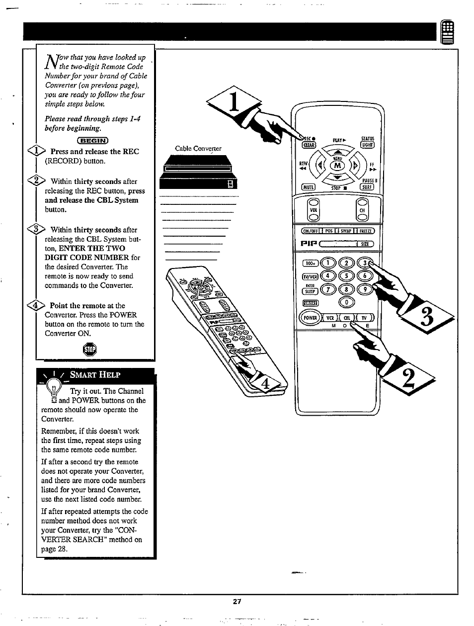 1 / s, Begin | Philips TP2780C User Manual | Page 27 / 40