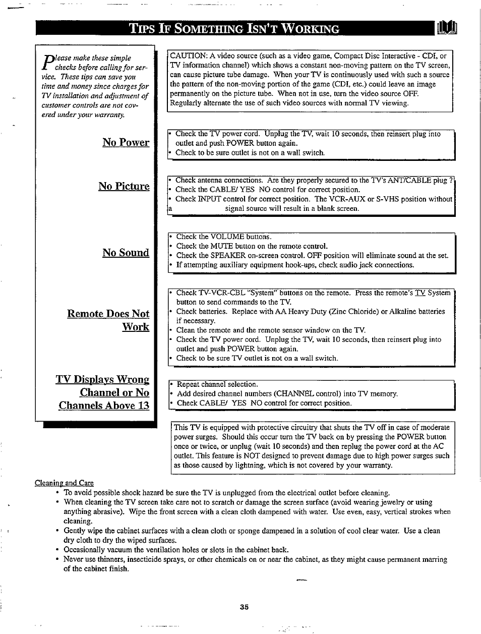 Tips if something isn't working, Tips if something isn’t working | Philips TP2780C User Manual | Page 35 / 40