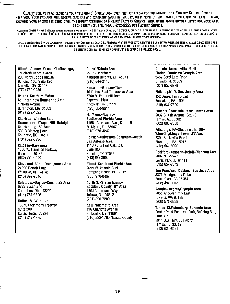 Philips TP2780C User Manual | Page 39 / 40