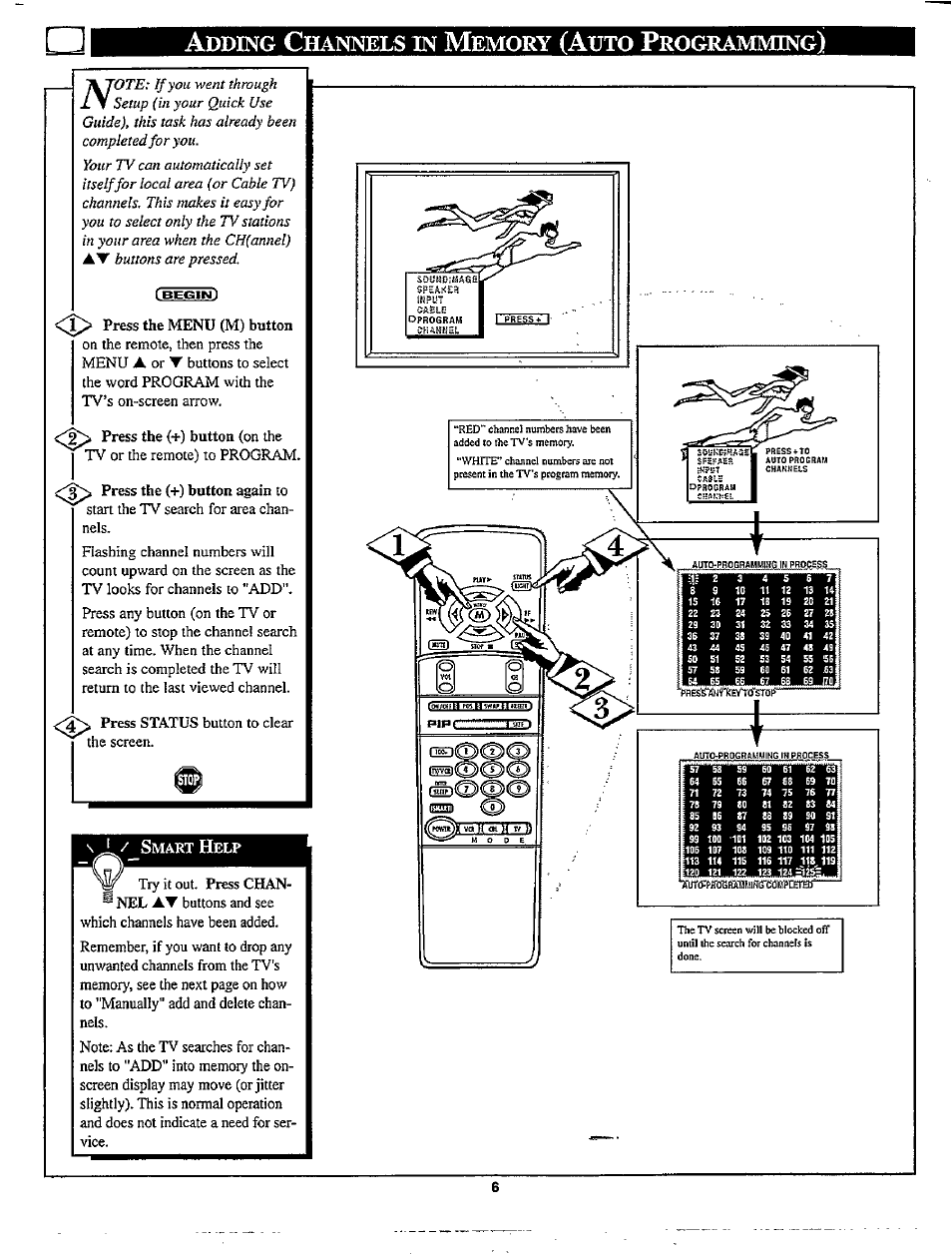 Adding channels in memory (auto programming) | Philips TP2780C User Manual | Page 6 / 40