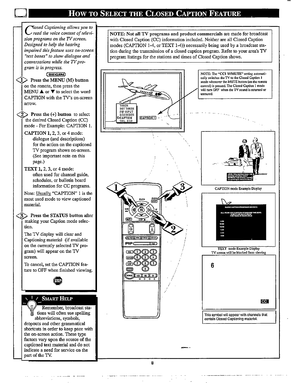 Elect, Losed, Aption | Eature | Philips TP2780C User Manual | Page 8 / 40