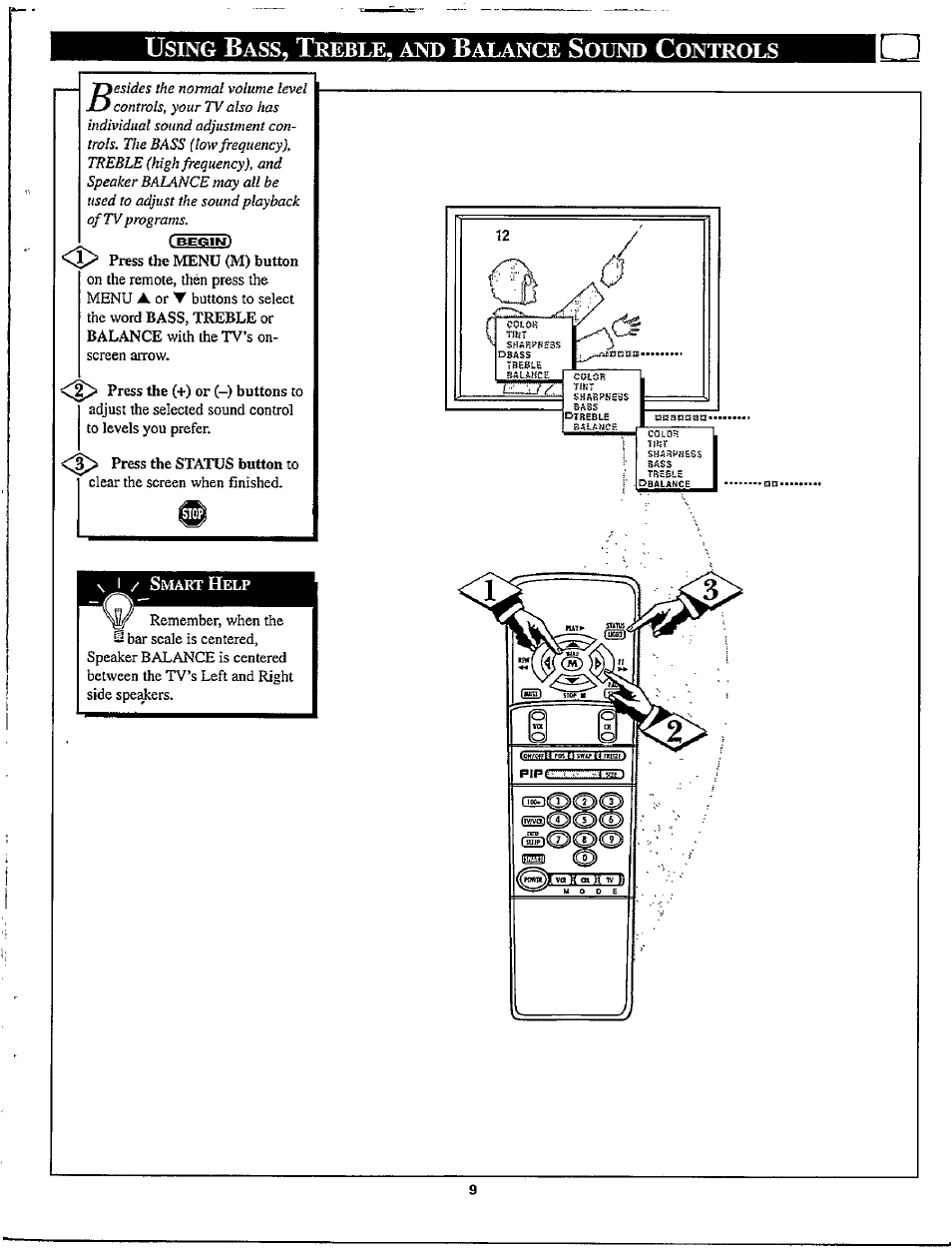 Using bass, treble, and balance sound controls | Philips TP2780C User Manual | Page 9 / 40