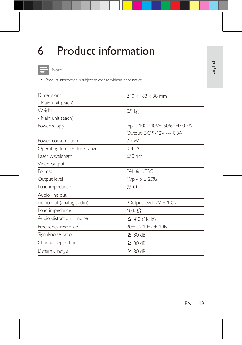 6 product information | Philips PD9016-37 User Manual | Page 19 / 23