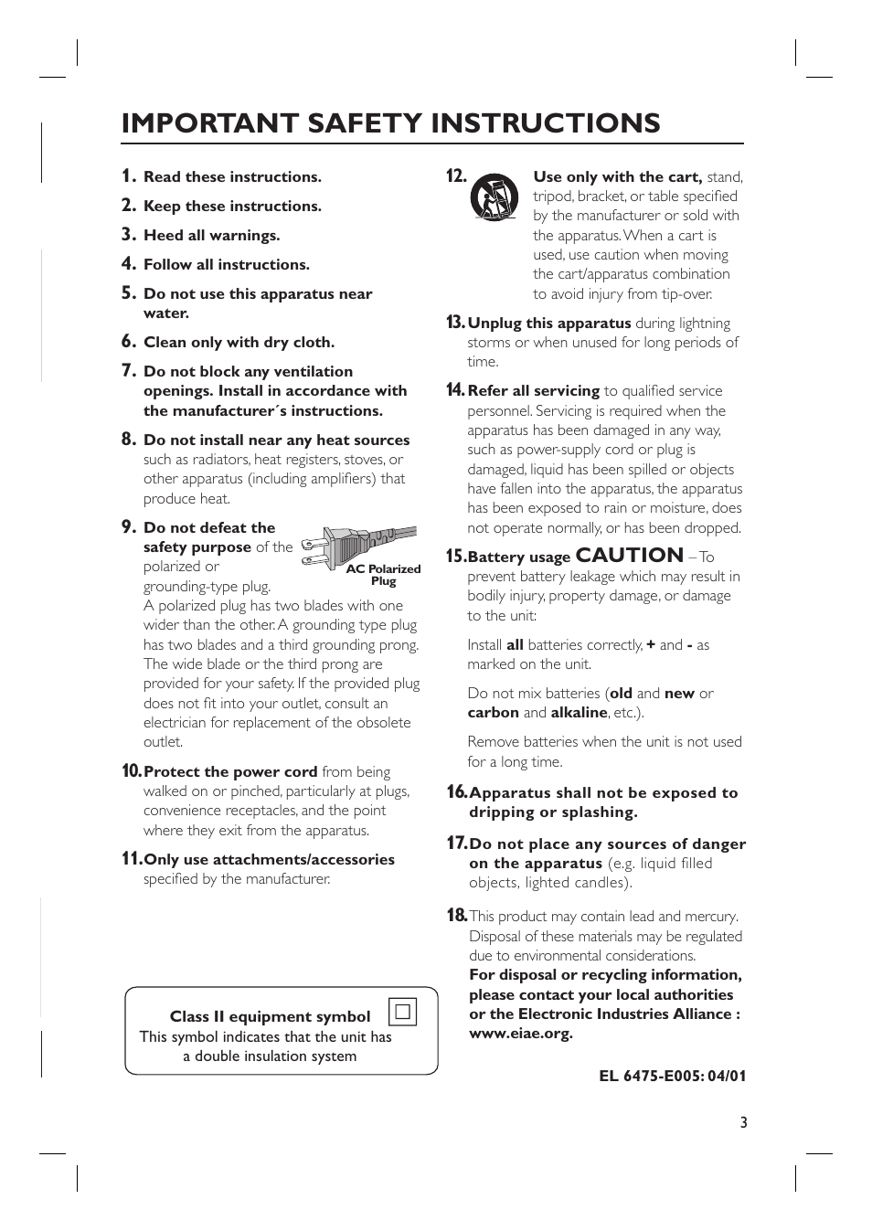 Important safety instructions, Caution | Philips HTS3450-37 User Manual | Page 3 / 51