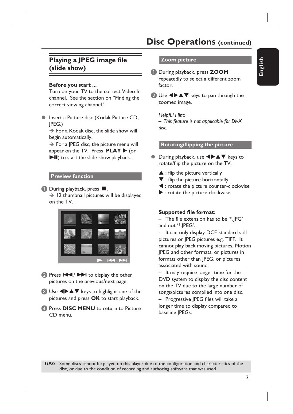 Disc operations | Philips HTS3450-37 User Manual | Page 31 / 51