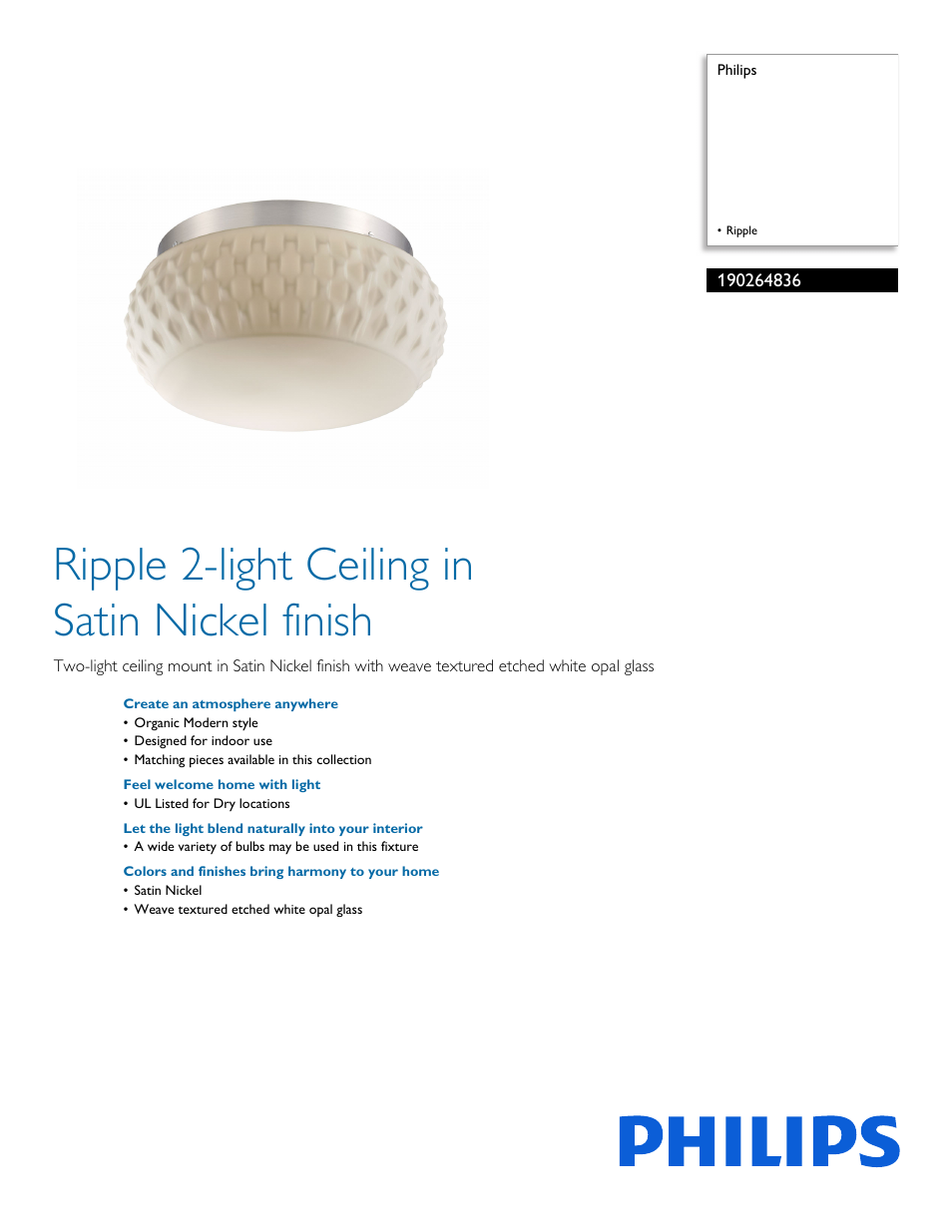 Philips 190264836 User Manual | 2 pages