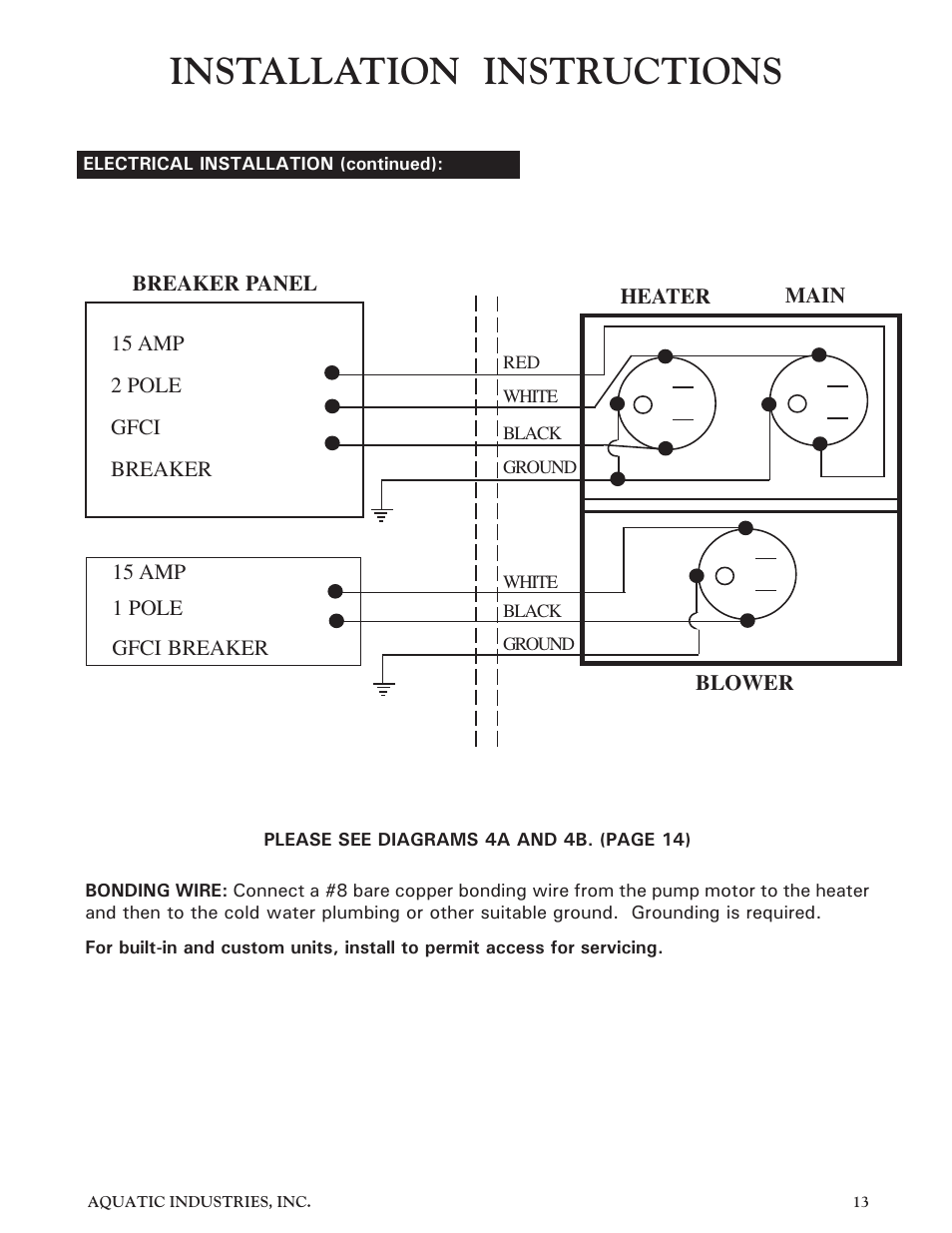 Installation instructions | Aquatic Infinity Series User Manual | Page 12 / 35