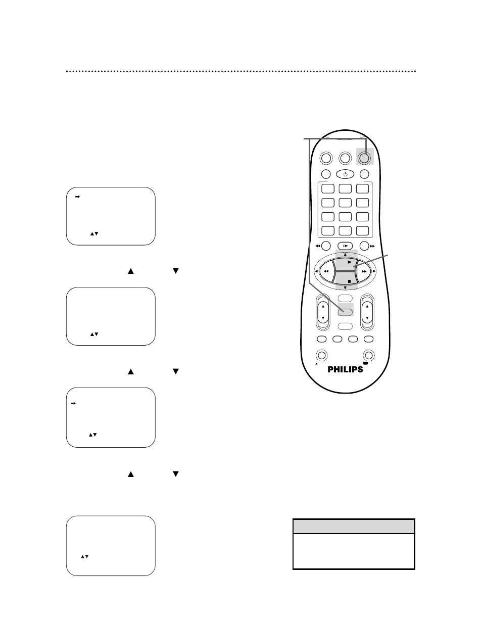 50 setting the controller to operate a dbs, Helpful hint, Turn on the dbs. select a channel other than 205 | Press the vcr button, then press the menu button | Philips VR660BPH User Manual | Page 50 / 70