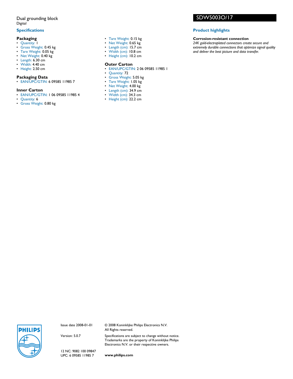 Philips SDW5003O-17 User Manual | Page 2 / 2