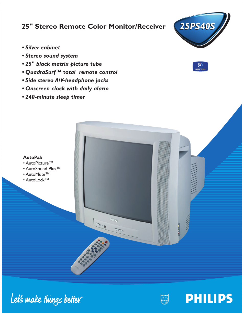 Philips 25PS40S99 User Manual | 2 pages