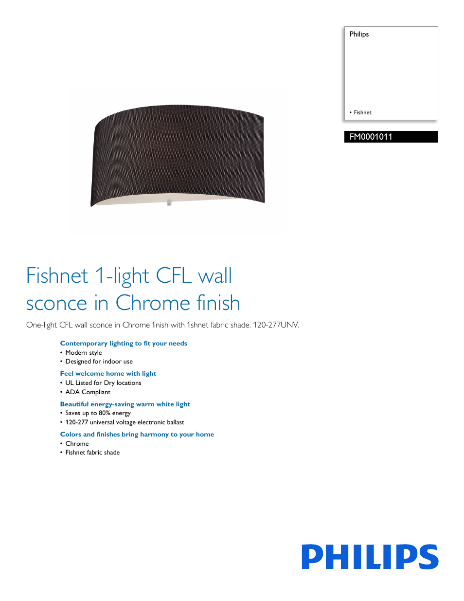 Philips FM0001011 User Manual | 2 pages