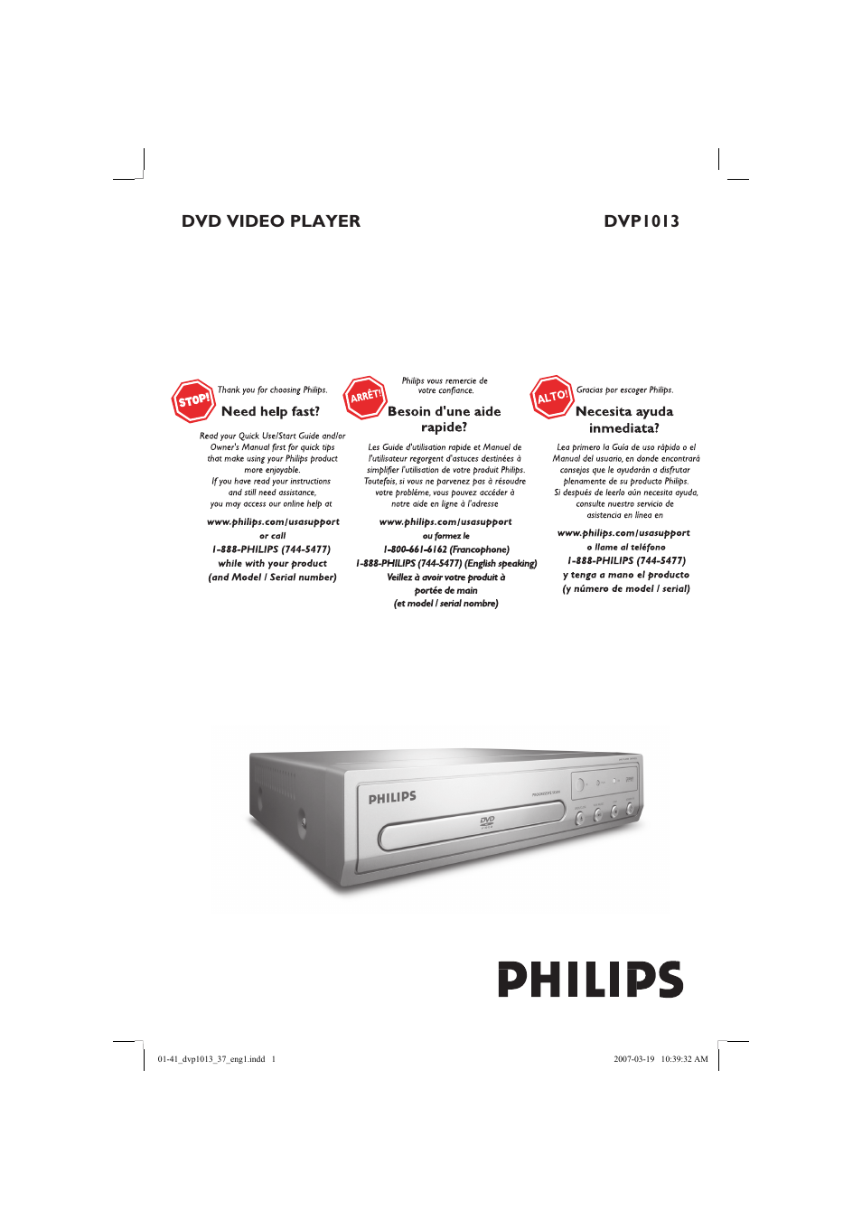 Philips DVP1013-37 User Manual | 41 pages