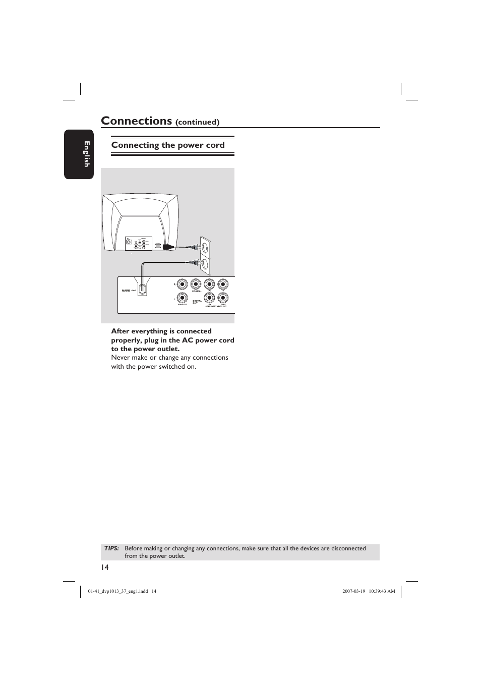 Connections | Philips DVP1013-37 User Manual | Page 14 / 41