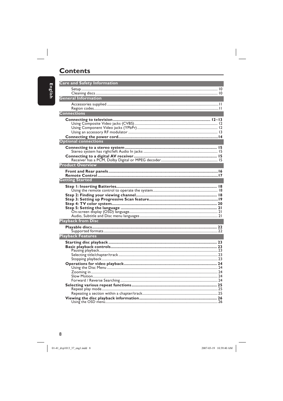 Philips DVP1013-37 User Manual | Page 8 / 41