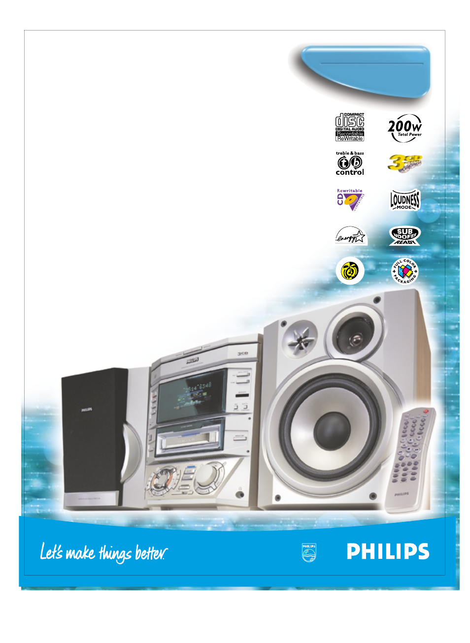 Philips Mini Hi-Fi System with Integrated CD-Rec User Manual | 2 pages