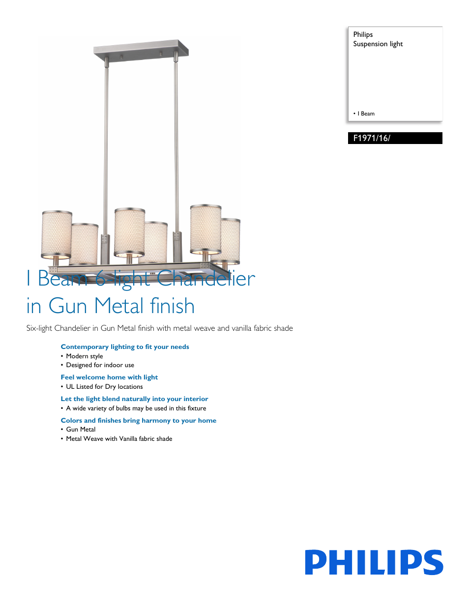 Philips F197116 User Manual | 2 pages