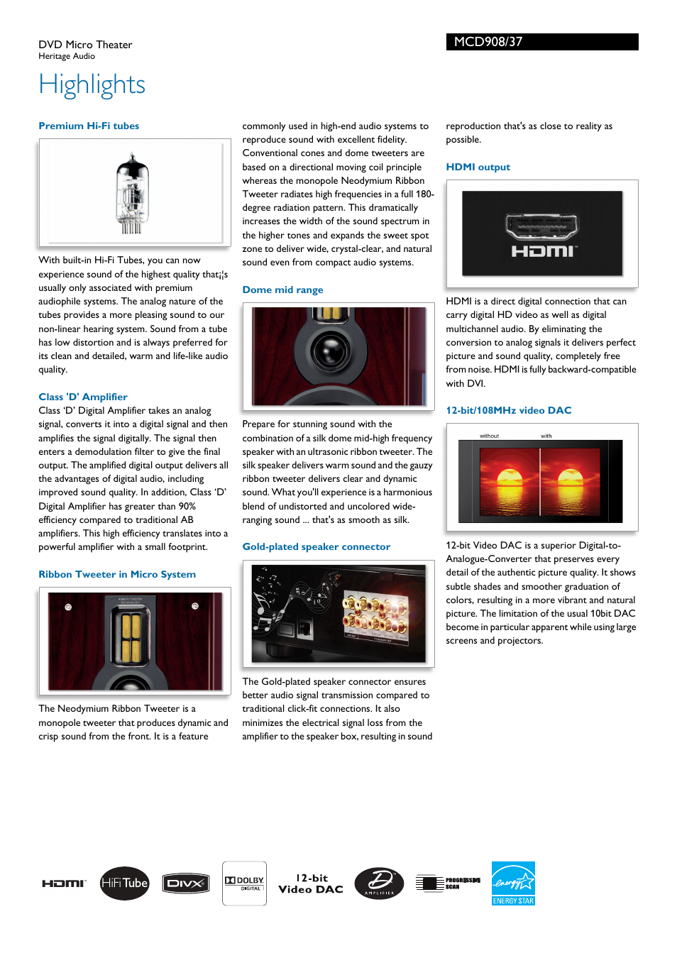 Highlights | Philips MCD908-37 User Manual | Page 2 / 3