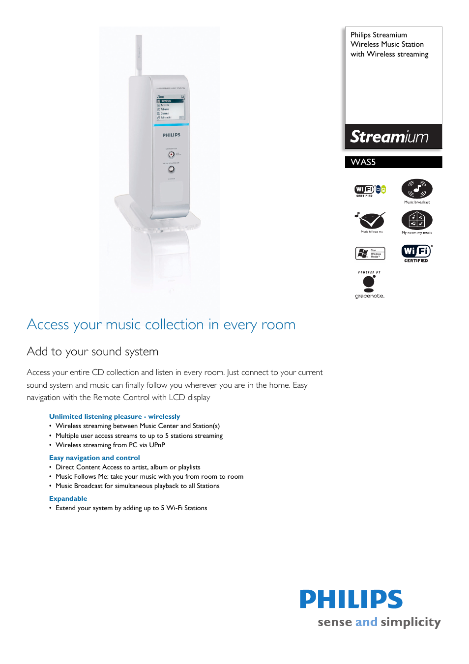 Philips WAS5-37B User Manual | 2 pages