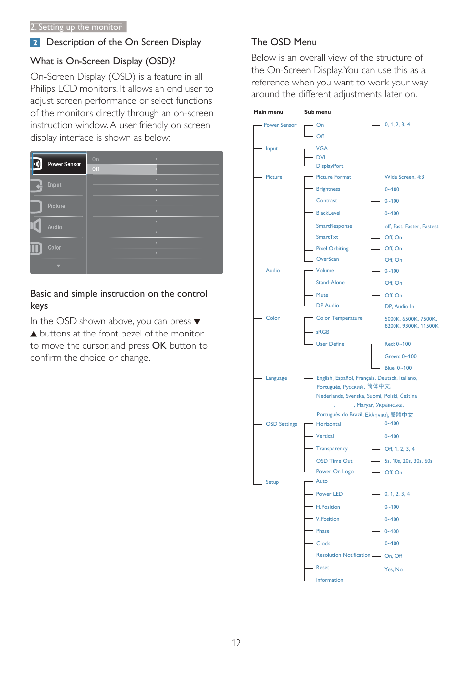 Setting up the monitor | Philips C240P4QPYEW-27 User Manual | Page 14 / 51