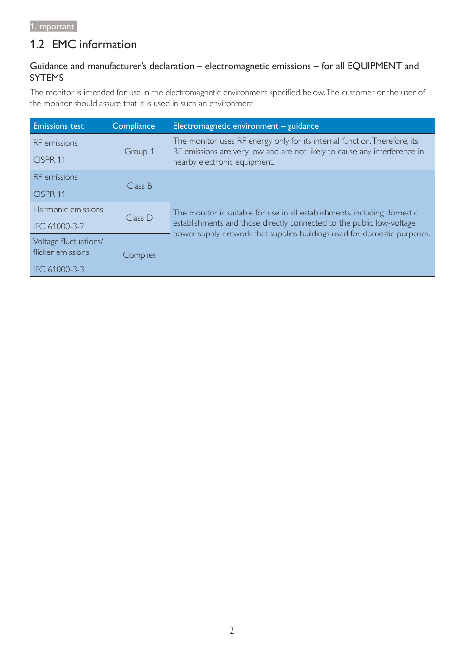 2 emc information | Philips C240P4QPYEW-27 User Manual | Page 4 / 51
