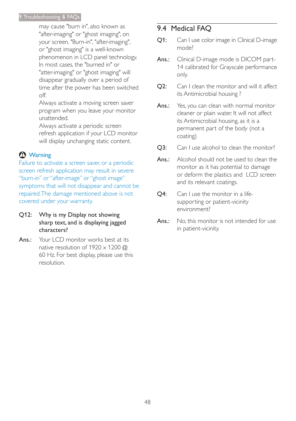 4 medical faq | Philips C240P4QPYEW-27 User Manual | Page 50 / 51