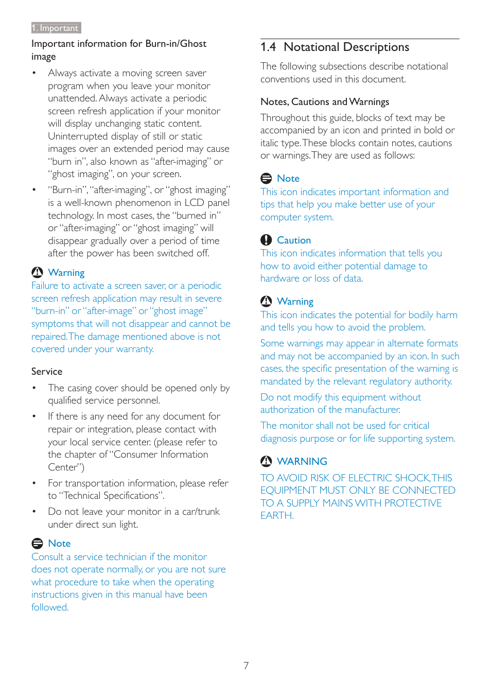 4 notational descriptions | Philips C240P4QPYEW-27 User Manual | Page 9 / 51