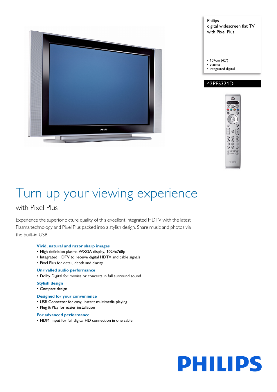 Philips 42PF5321D-37B User Manual | 2 pages