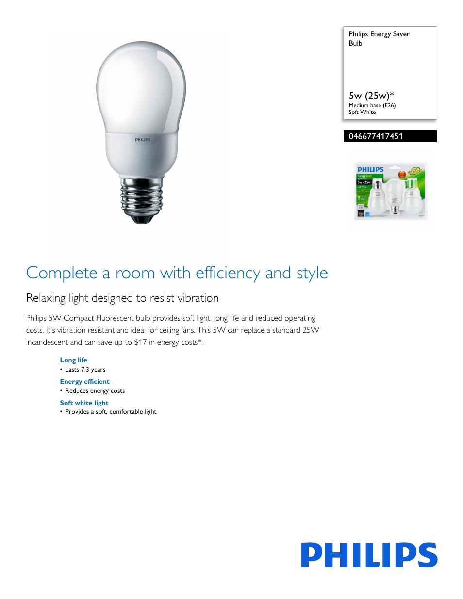 Philips 046677417451 User Manual | 2 pages