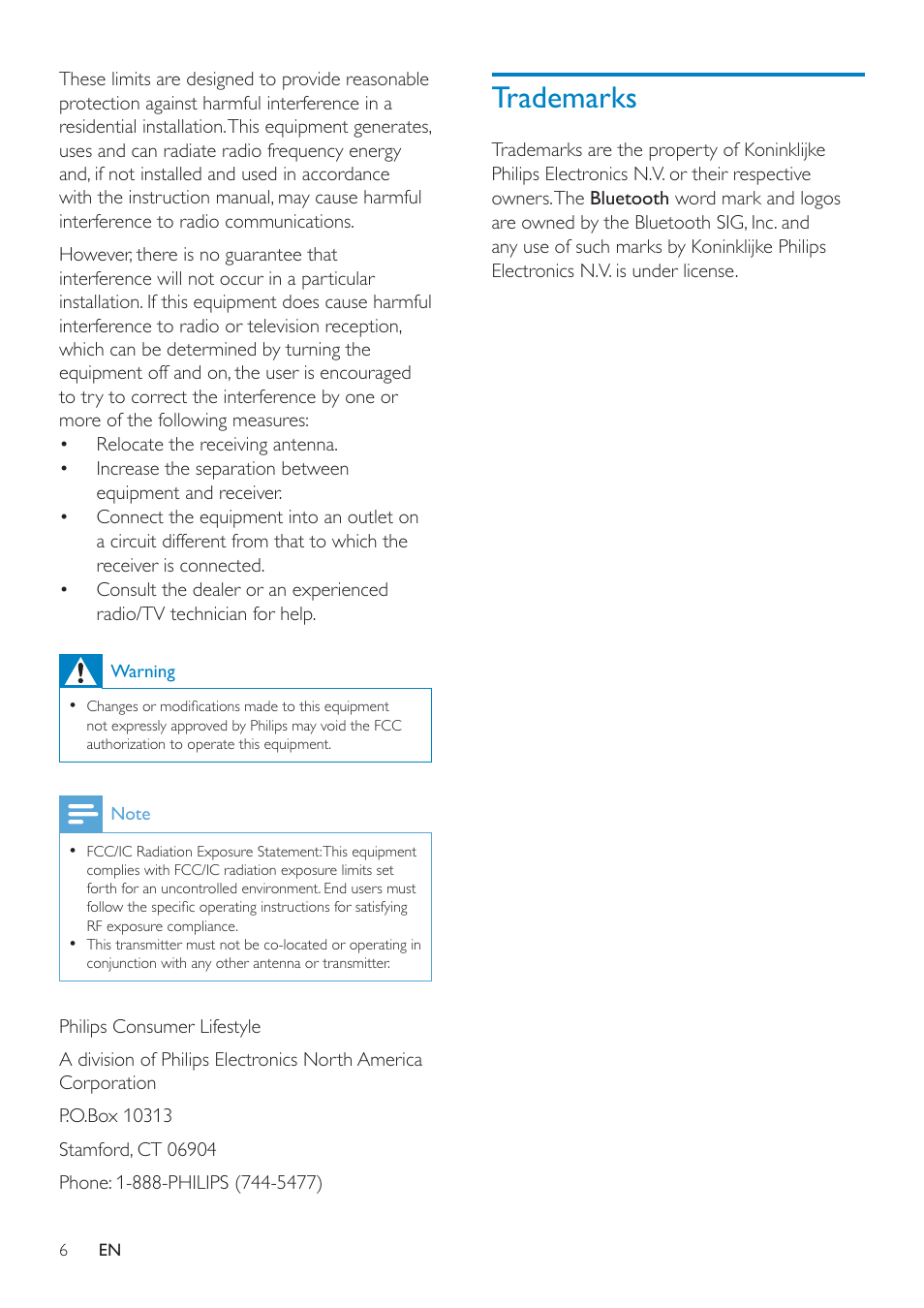 Trademarks | Philips SHB9100-28 User Manual | Page 5 / 15