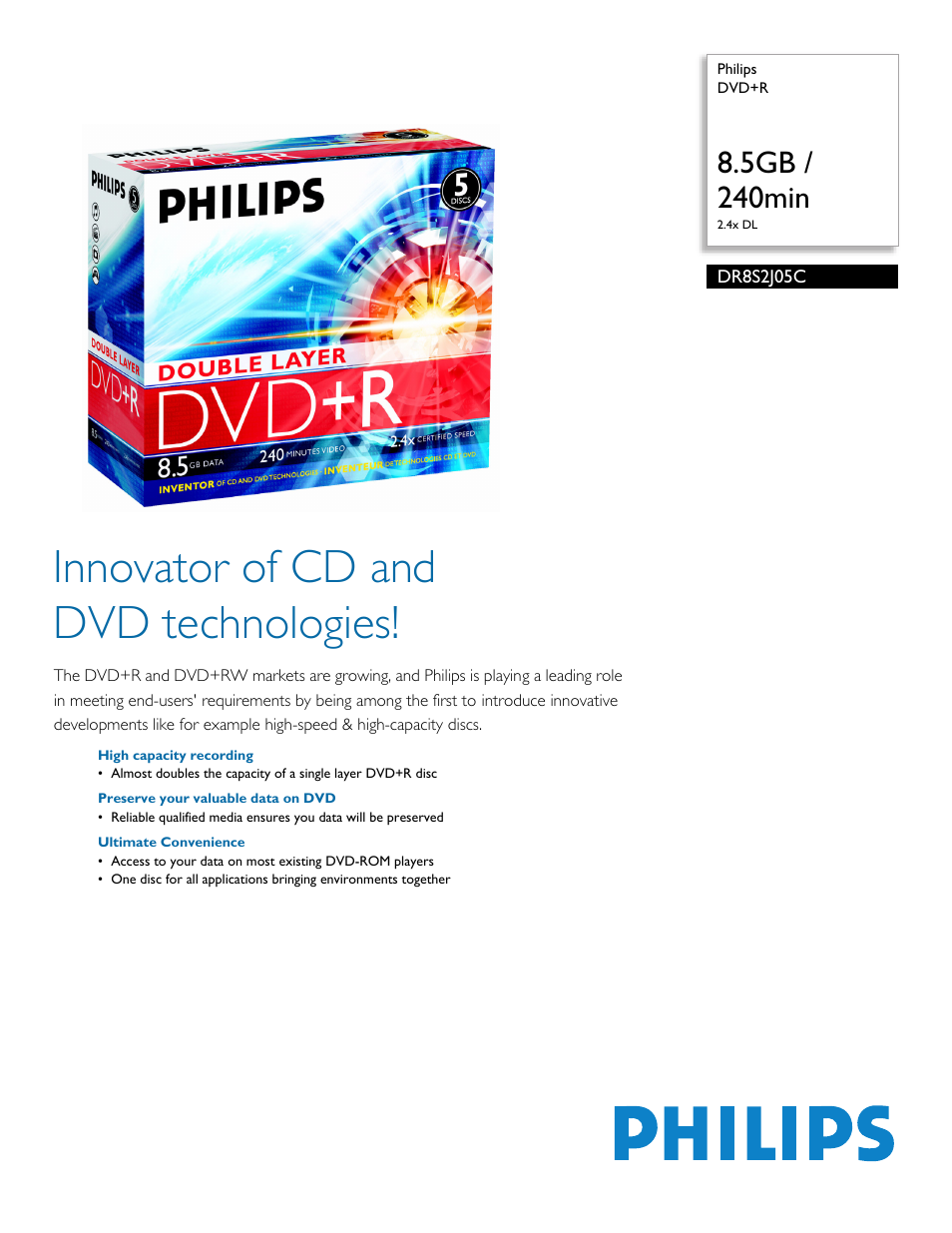 Philips DR8S2J05C-17 User Manual | 2 pages