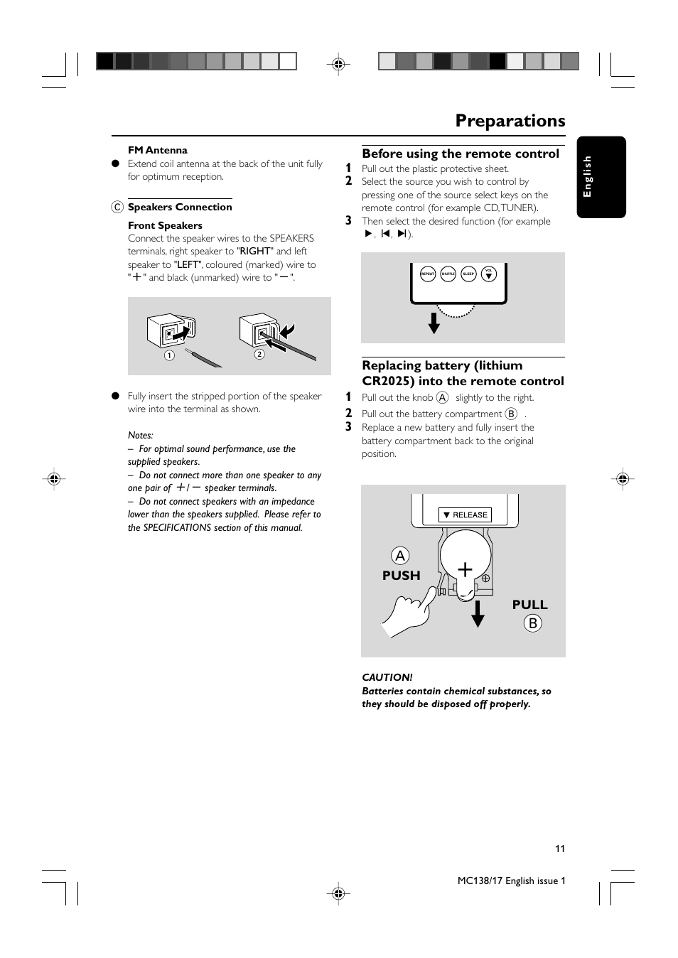 Preparations | Philips MC138-37 User Manual | Page 11 / 23