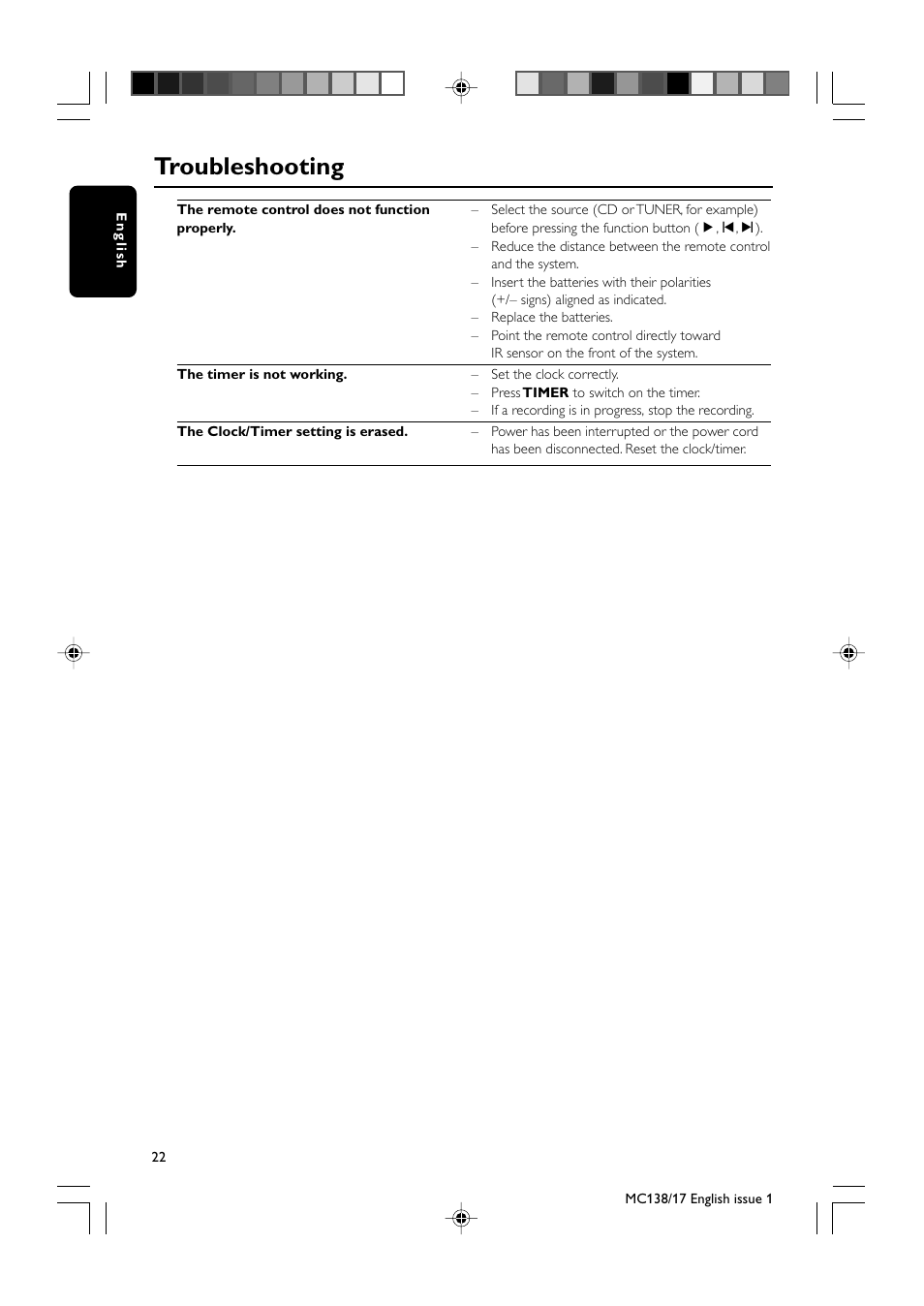 Troubleshooting | Philips MC138-37 User Manual | Page 22 / 23