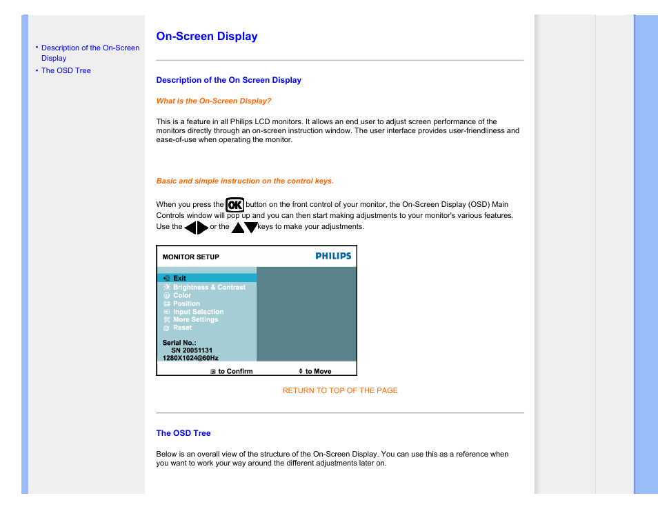 On-screen display | Philips 170P7EB-27 User Manual | Page 63 / 103