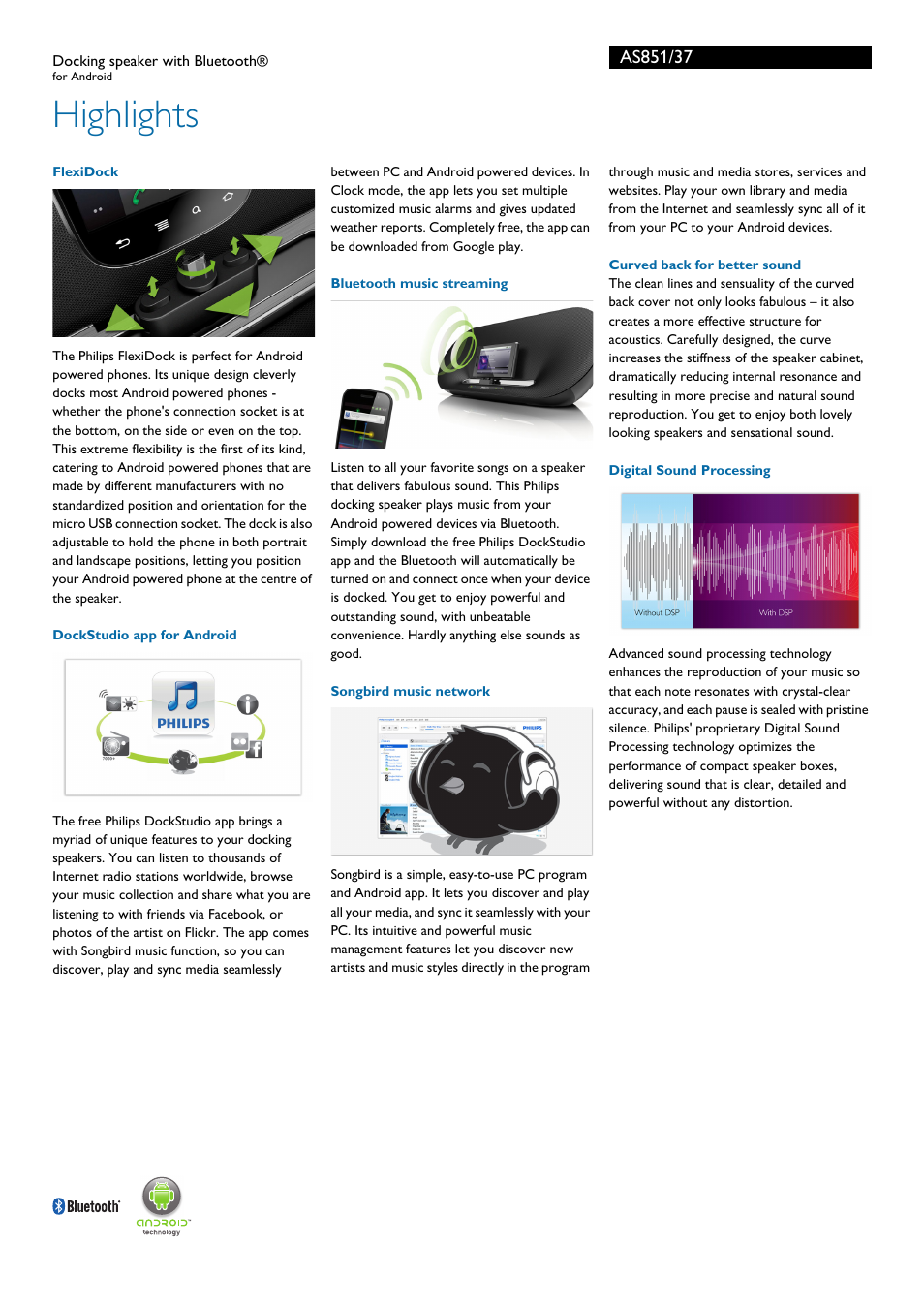 Highlights | Philips AS851-37 User Manual | Page 2 / 3