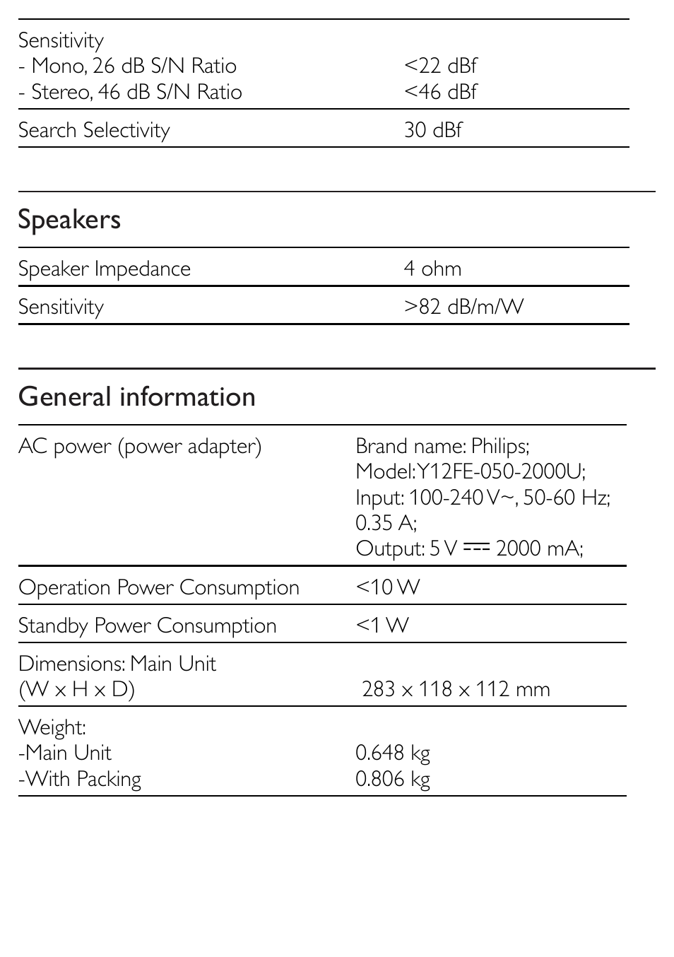 Speakers, General information | Philips AJ5300D-37 User Manual | Page 26 / 33