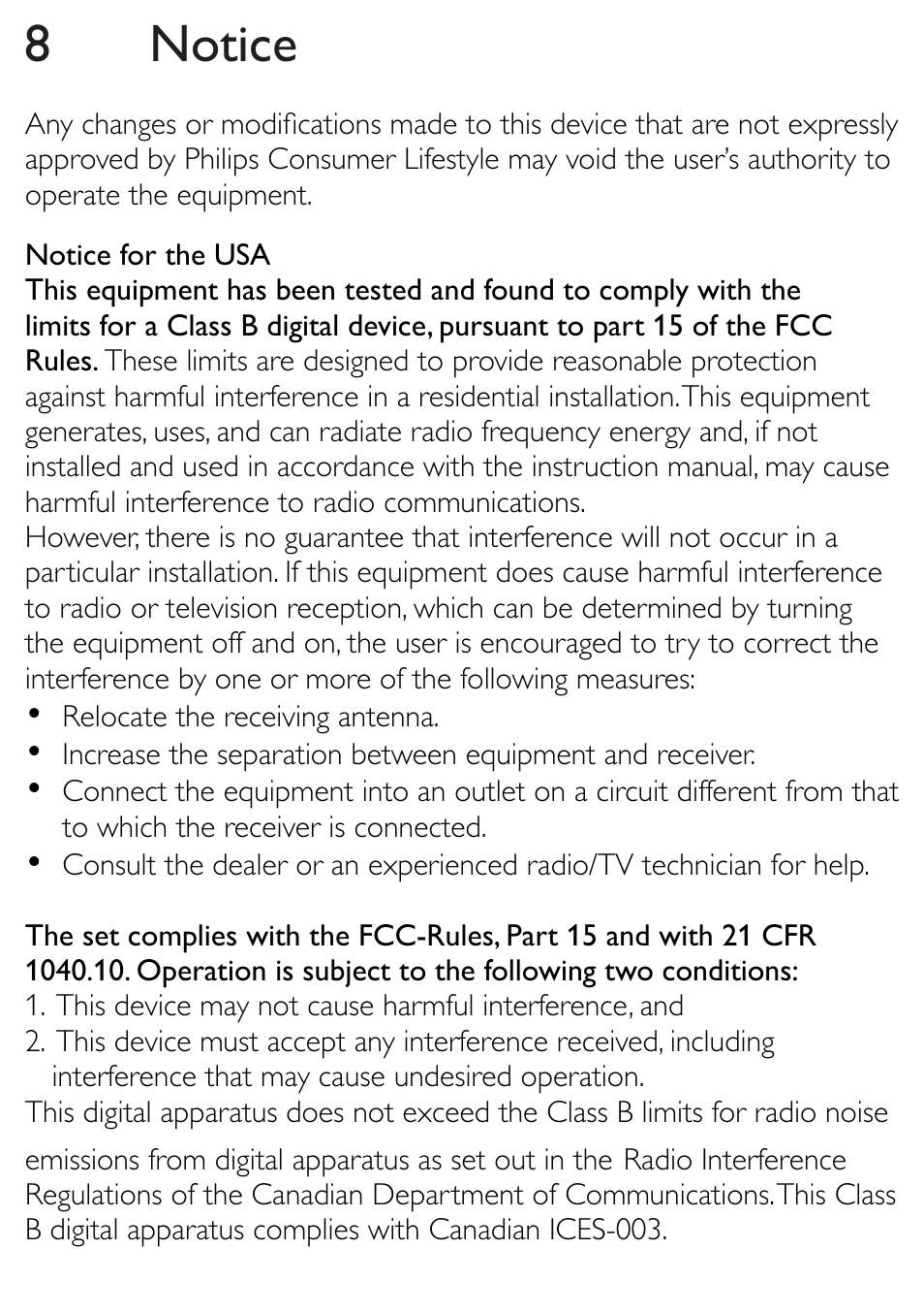 8 notice | Philips AJ5300D-37 User Manual | Page 28 / 33