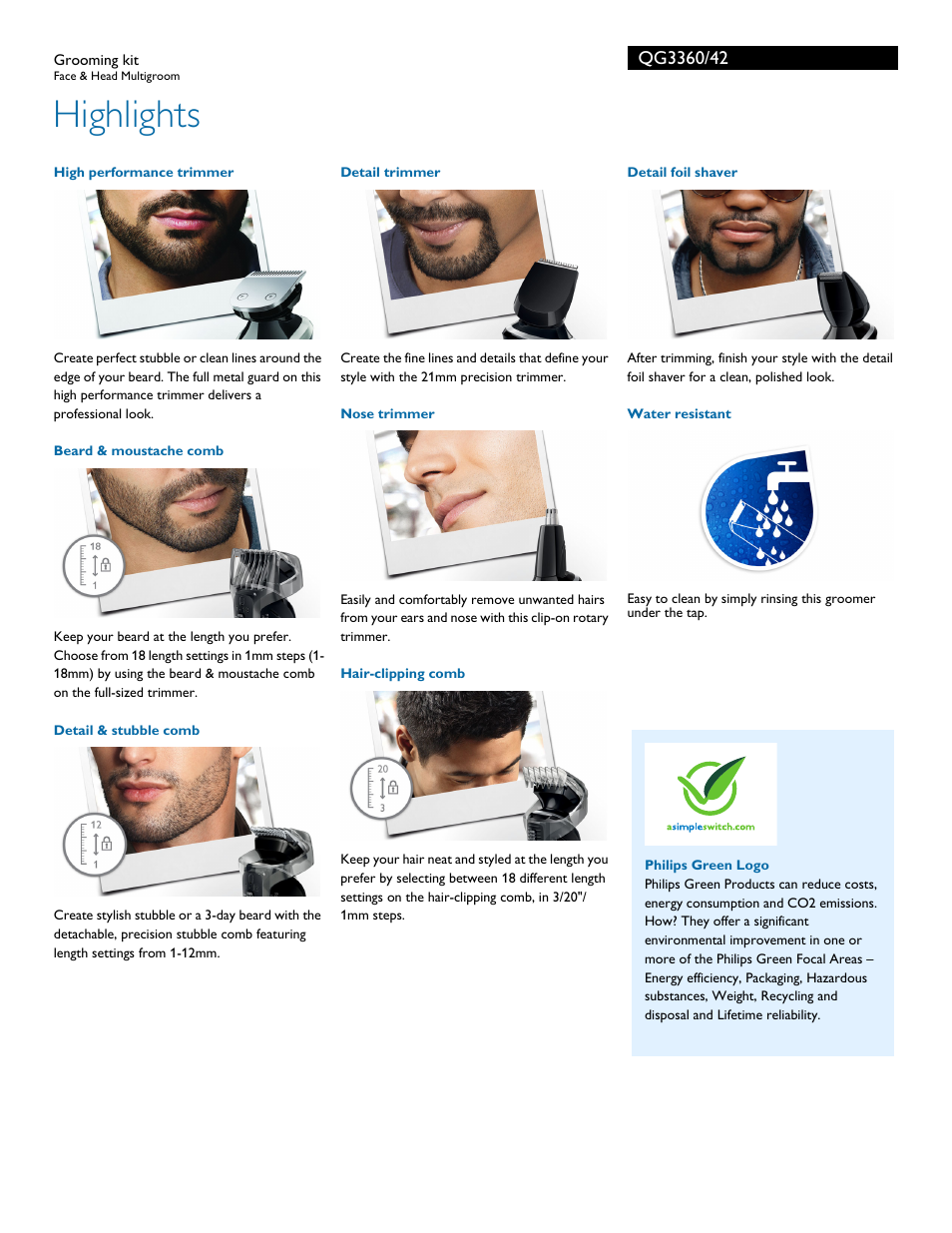 Highlights | Philips QG3360-42 User Manual | Page 2 / 3