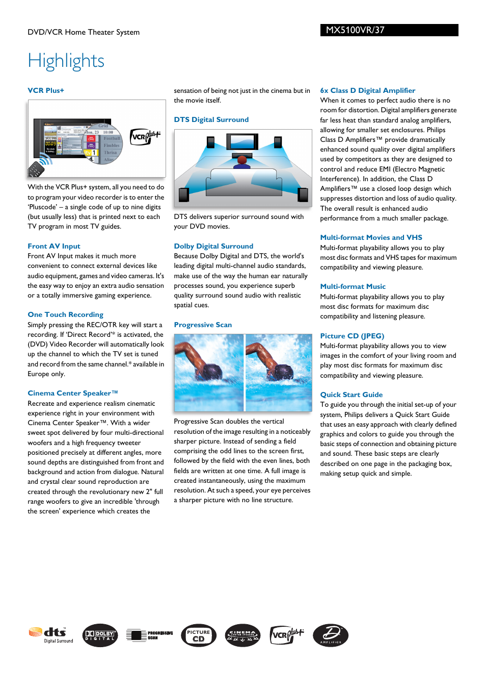 Highlights | Philips MX5100VR-37 User Manual | Page 2 / 3