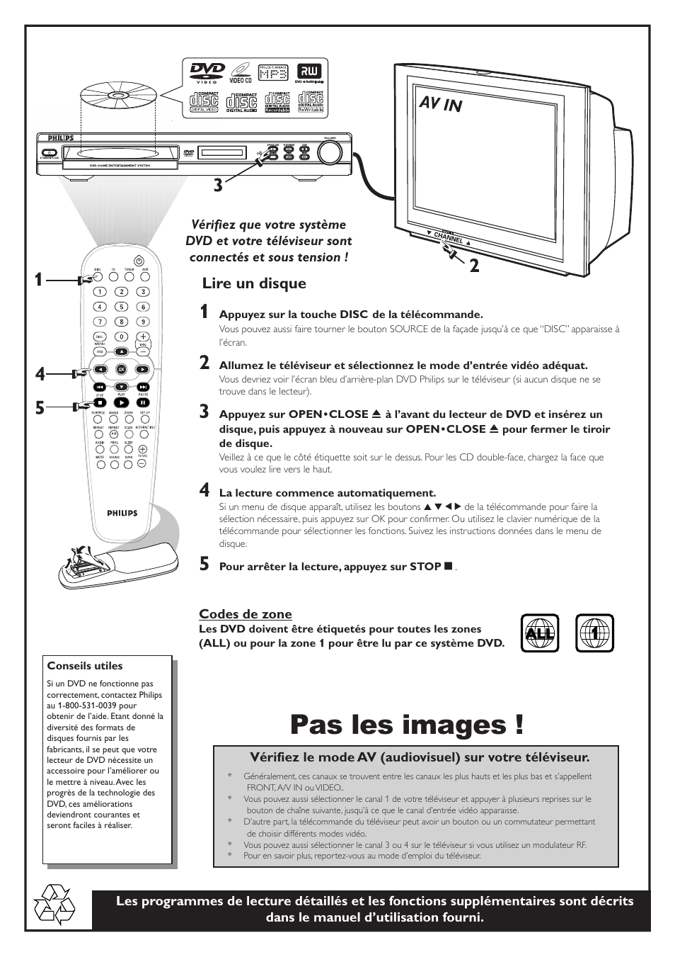 Pas les images, Lire un disque | Philips LX3600D17 User Manual | Page 4 / 6