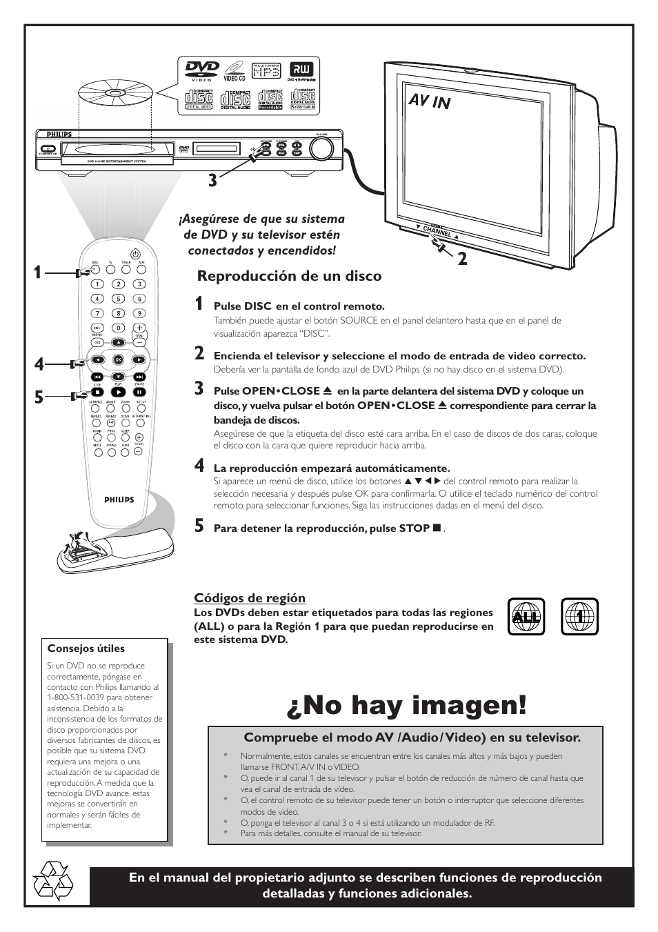 No hay imagen, Reproducción de un disco | Philips LX3600D17 User Manual | Page 6 / 6
