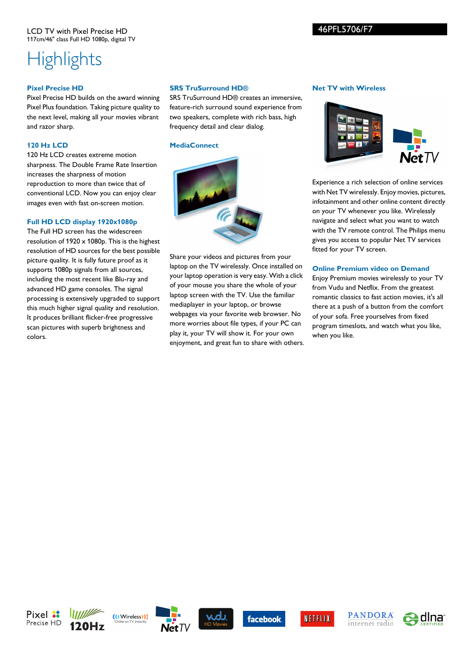 Highlights | Philips 46PFL5706-F7 User Manual | Page 2 / 3