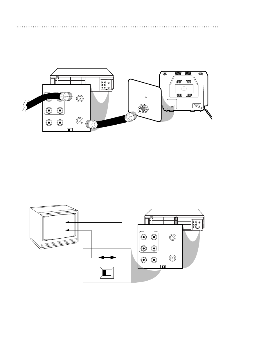 Ch3 ch4, Ch3 / ch4 switch, Plug in the tv and the vcr | Ch 4 or ch 3 | Philips VRB613AT99 User Manual | Page 7 / 56