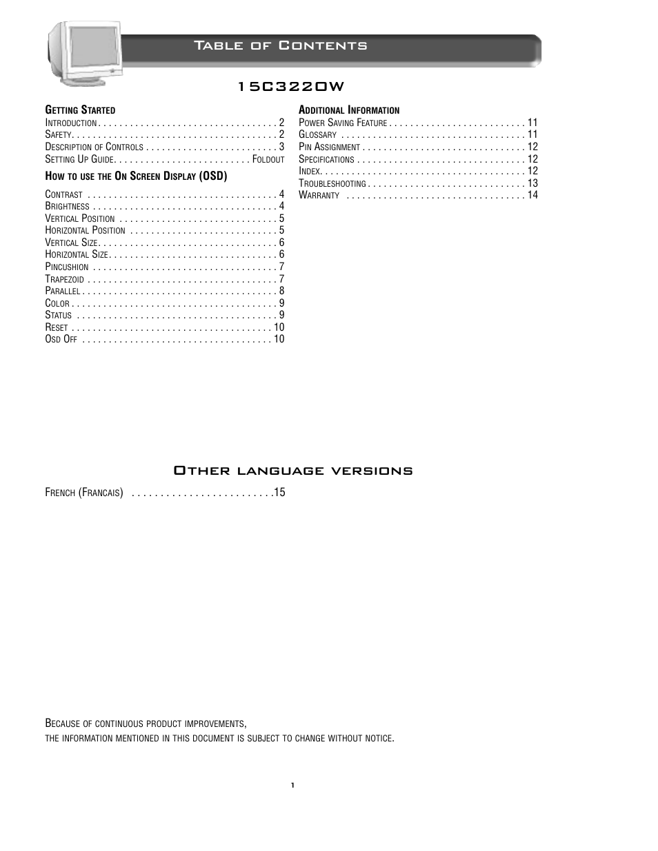 Philips 15C3220W User Manual | 15 pages